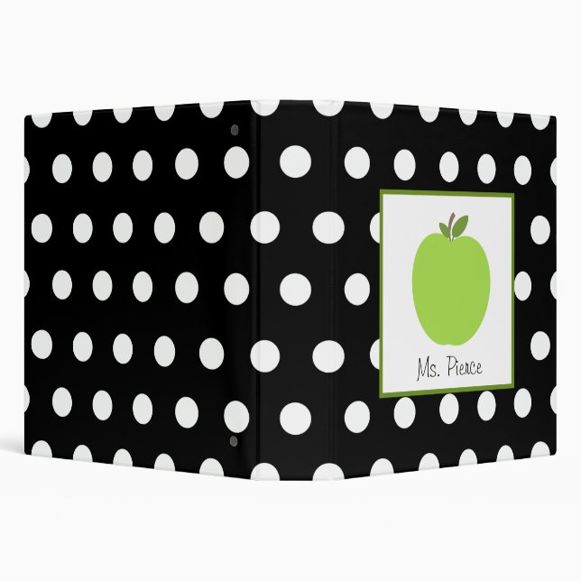 Green Apple / Black with White Polka Dots Binder (Background)