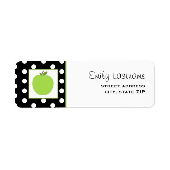 Green Apple / Black With White Polka Dots Label (Front)