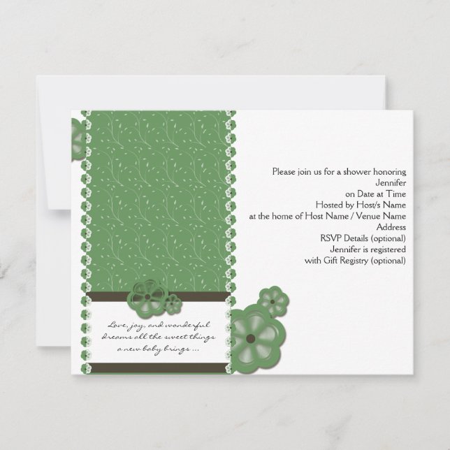 Green Apple Blossom Baby Shower Invitation (Front)