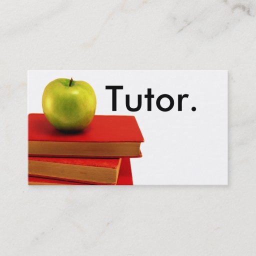 Customizable Green Apple & Books Tutor Business Card Template