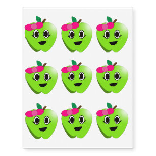 Green apple cartoon temporary tattoos