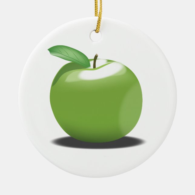 Green Apple Ceramic Ornament (Front)