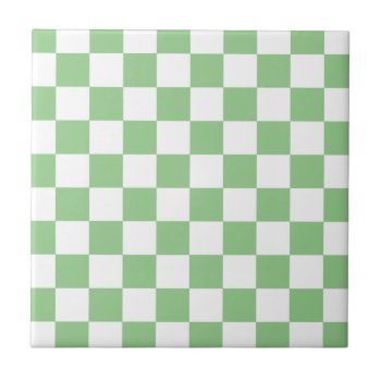 Green Apple Checkerboard Ceramic Tile by LokisColors at Zazzle