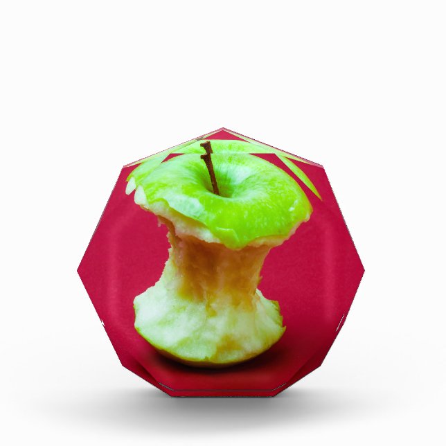 Green apple core acrylic award (Front)
