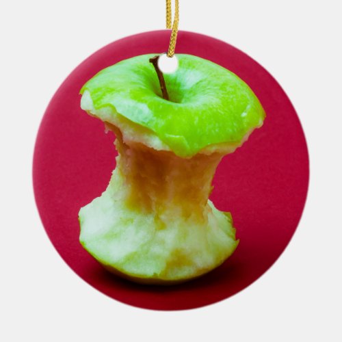 Green apple core ceramic ornament