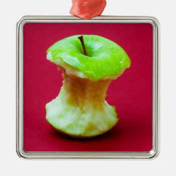 Green Apple Core Metal Ornament by DigitalSolutions2u at Zazzle