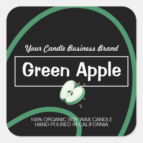 Green Apple Cute Modern Soy Candles Labels Black