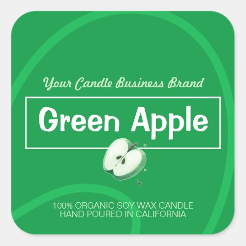 Green Apple Cute Style Modern Soy Candles Labels 
