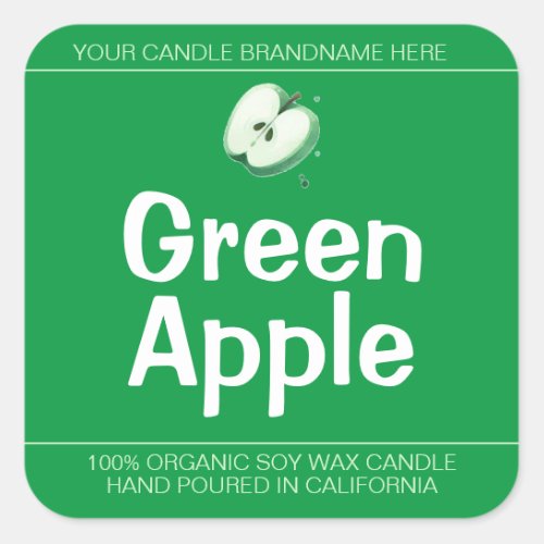 Green Apple Cute Symbol Soy Candles Labels 
