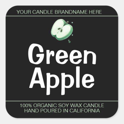 Green Apple Cute Symbol Soy Candles Labels Black