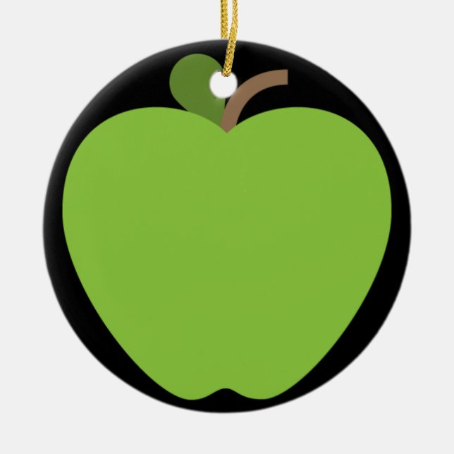 Green Apple Emoji Ceramic Ornament (Front)