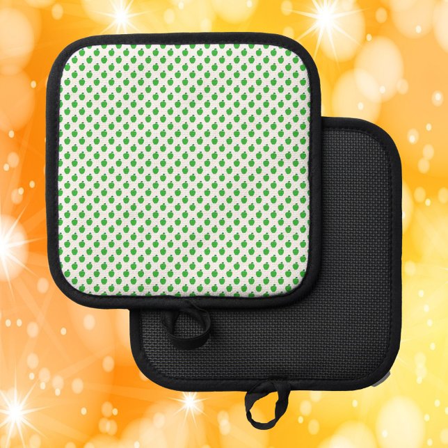 Green Apple Fruit Pattern Pot Holder (A pot holder with a pattern of green apples)