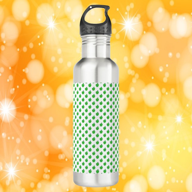 Green Apple Fruit Pattern Stainless Steel Water Bottle (A water bottle with a pattern of green apples.)