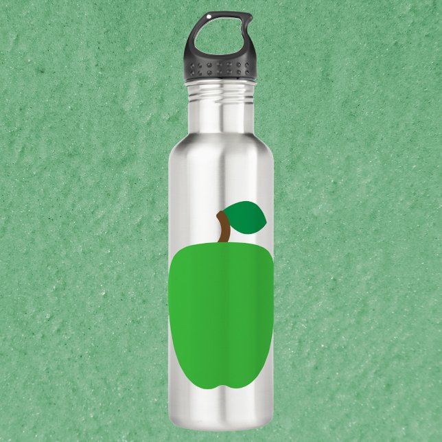 Green Apple Fruit Stainless Steel Water Bottle (A water bottle with a graphic of a green apple.)