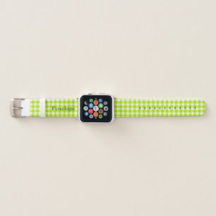 Green Apple Gingham Add Your Name Watch Band
