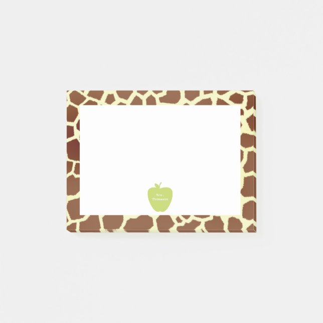 Green Apple Giraffe Teacher Post-it® Notes (Front)