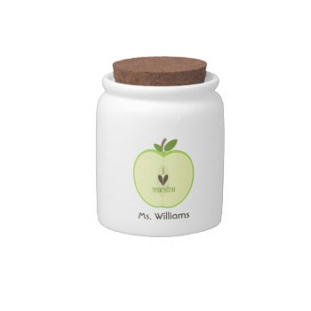 Green Apple Half Teacher Candy Jar by thepinkschoolhouse at Zazzle