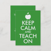 Green Apple Keep Calm and Teach On Business Card (Front/Back)