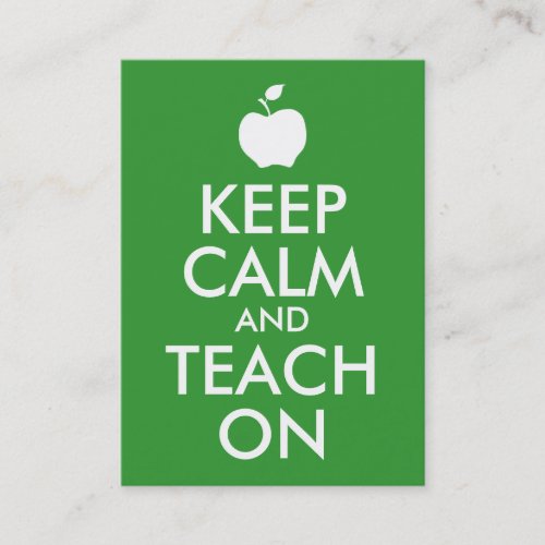 Green Apple Keep Calm and Teach On Business Card