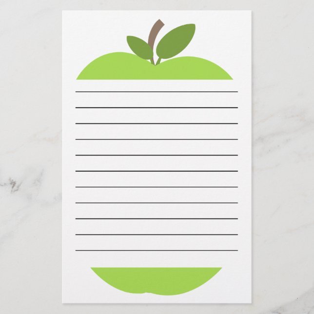 Green Apple Lined Stationery (Front)