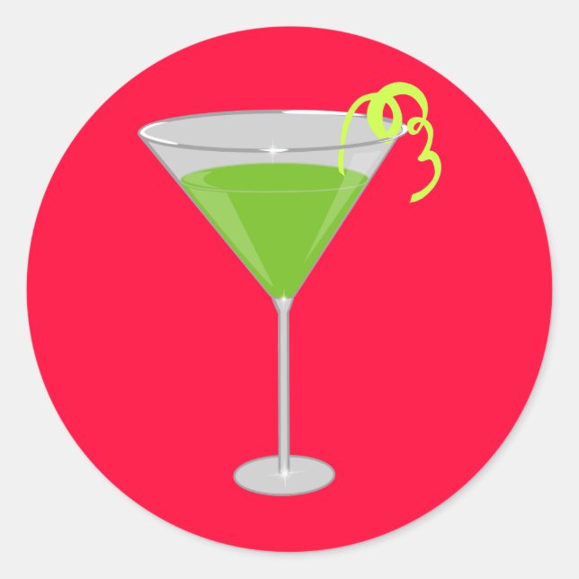 Green Apple Martini Classic Round Sticker (Front)