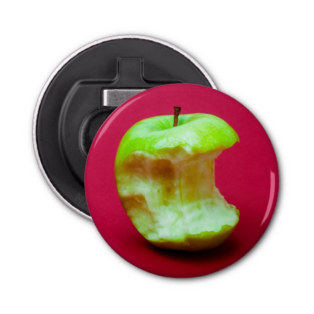 Green apple nibbled bottle opener (Front)