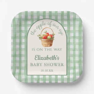 Green Apple Of Our Eye Gender Neutral Baby Shower Paper Plates