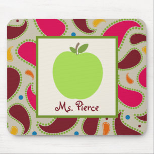 Green Apple / Paisley Teacher Mouse Pad