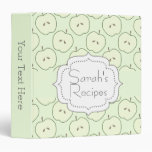 Green Apple Pattern Recipe Book 3 Ring Binder at Zazzle