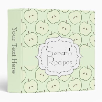Green Apple Pattern Recipe Book 3 Ring Binder by Sweet_Breeze at Zazzle