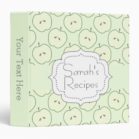 Green Apple Pattern Recipe Book 3 Ring Binder