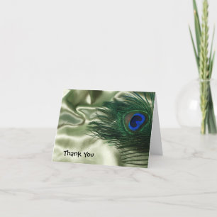 Green Apple Peacock Still Wedding Thank You Card