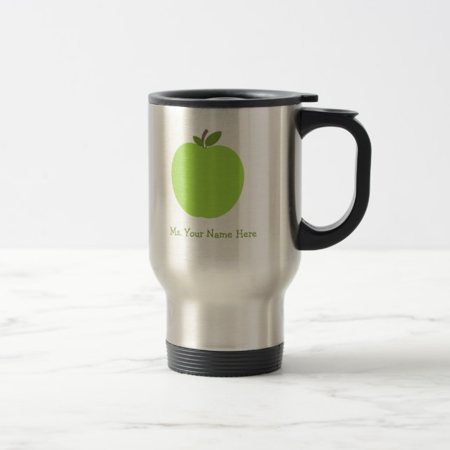 Green Apple Personalized Teacher Travel Mug (Right)