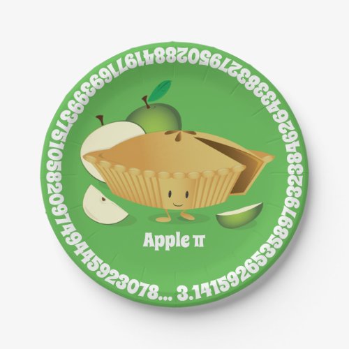 Green Apple Pi Day  Paper Plate