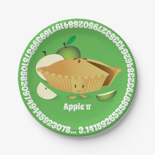 Green Apple Pi Day | Paper Plate (Front)