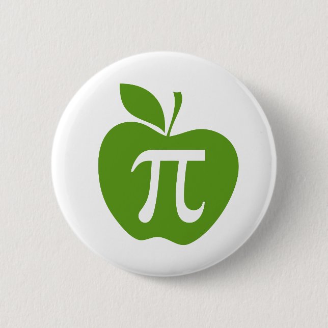 Green Apple Pi Pinback Button (Front)