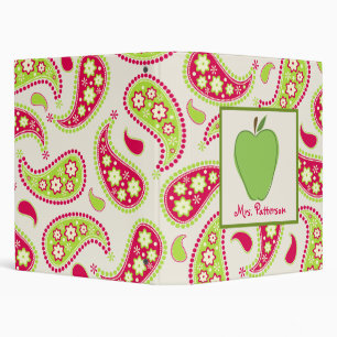 Green Apple Pink & Green Paisley Teacher Binder
