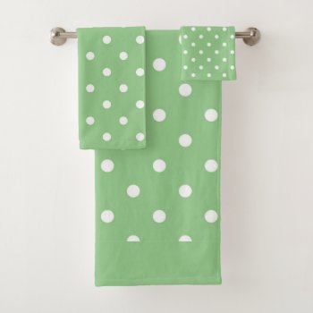 Green Apple Polka Dot Bath Towel Set by LokisColors at Zazzle