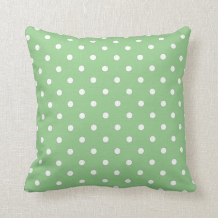 Green Apple Polka Dot Throw Pillow