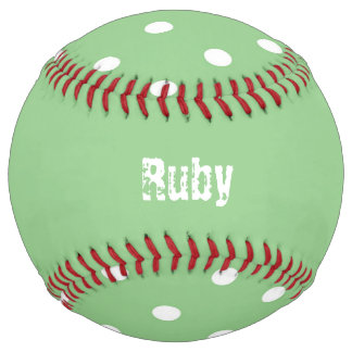 Green Apple Polka Dots Personalized Softball