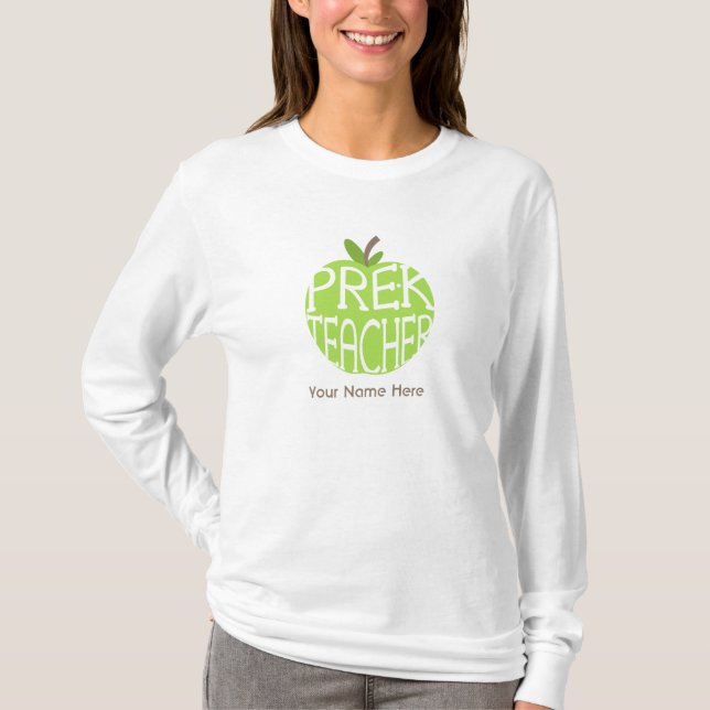 Green Apple Pre Kindergarten Teacher Shirt (Front)