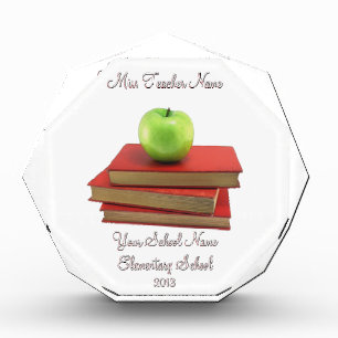 Green Apple Red Books Custom Text Areas Acrylic Award