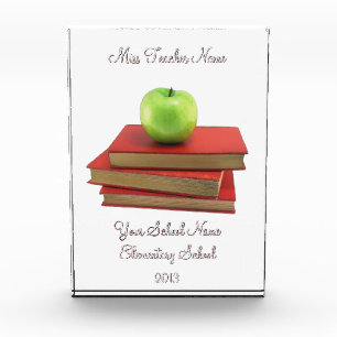 Green Apple Red Books Custom Text Areas - Rectang Acrylic Award