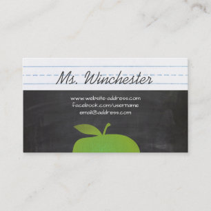 Green Apple School Teacher Education Chalkboard Business Card