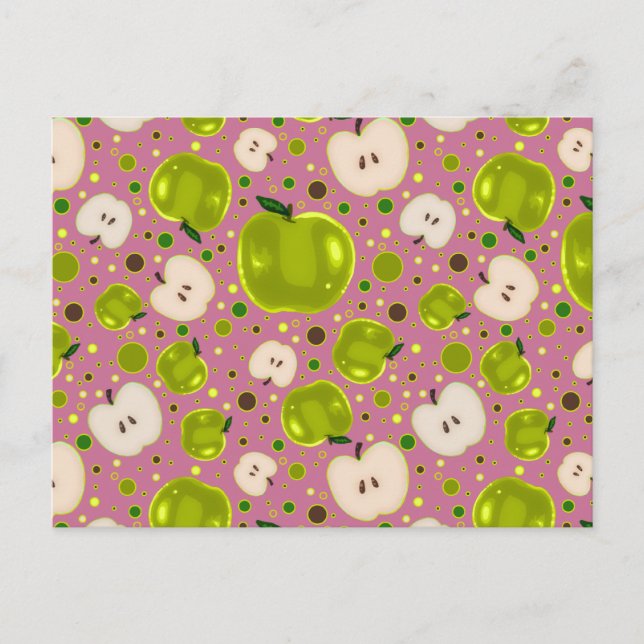Green Apple Slices Pattern Postcard (Front)