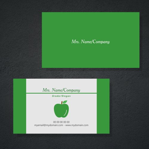 Green Apple Teacher Business Card