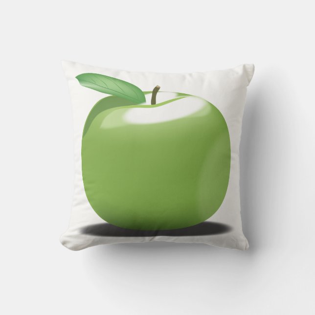 Green Apple Throw Pillow (Front)