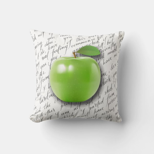 Green Apple Throw Pillow (Front)