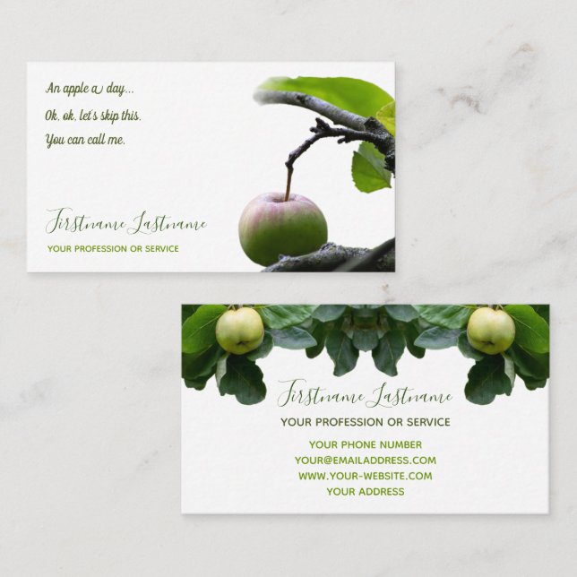 Green apple tree doctor´s office medical center business card (Front/Back)