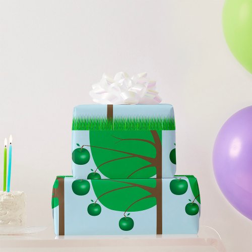 Green Apple Tree Fruit Wrapping Paper